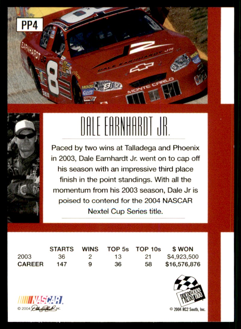 2004 National Trading Card Day Dale Earnhardt Jr. #PP4 card back image