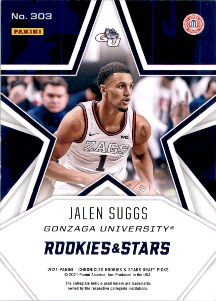 2021-22 Panini Chronicles Draft Picks Jalen Suggs/Rookies and Stars #303 card back image