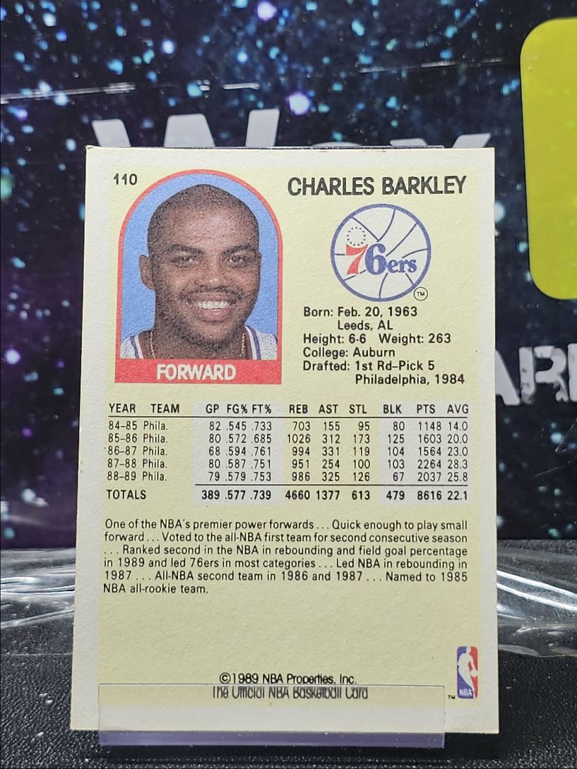 1989-90 NBA Hoops #110 76ers Charles Barkley #110 card back image