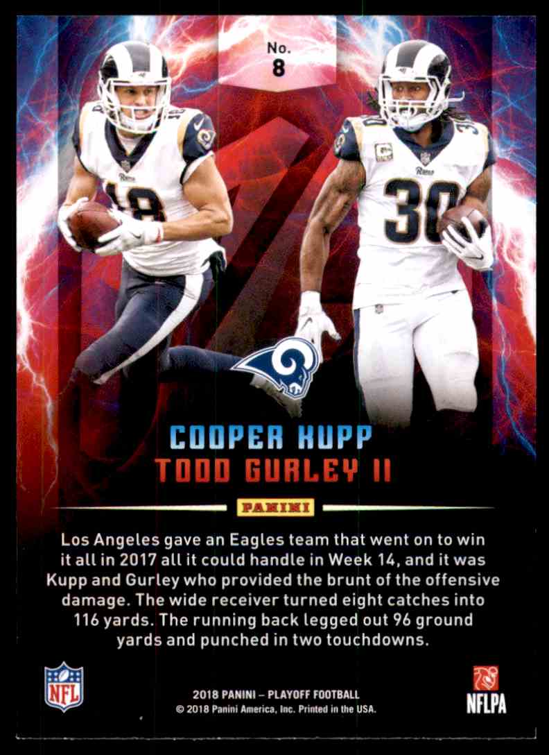 2018 Playoff Thunder And Lightning Cooper Kupp/Todd Gurley II #8 card back image