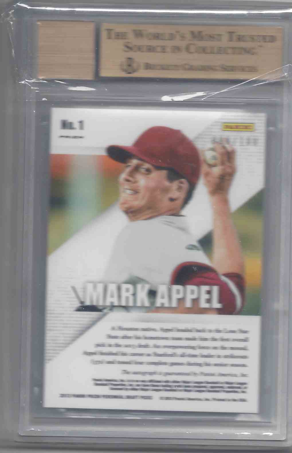 2013 Panini Prizm Perennial Draft Picks Prospect Siganture Mark Appel #1 card back image