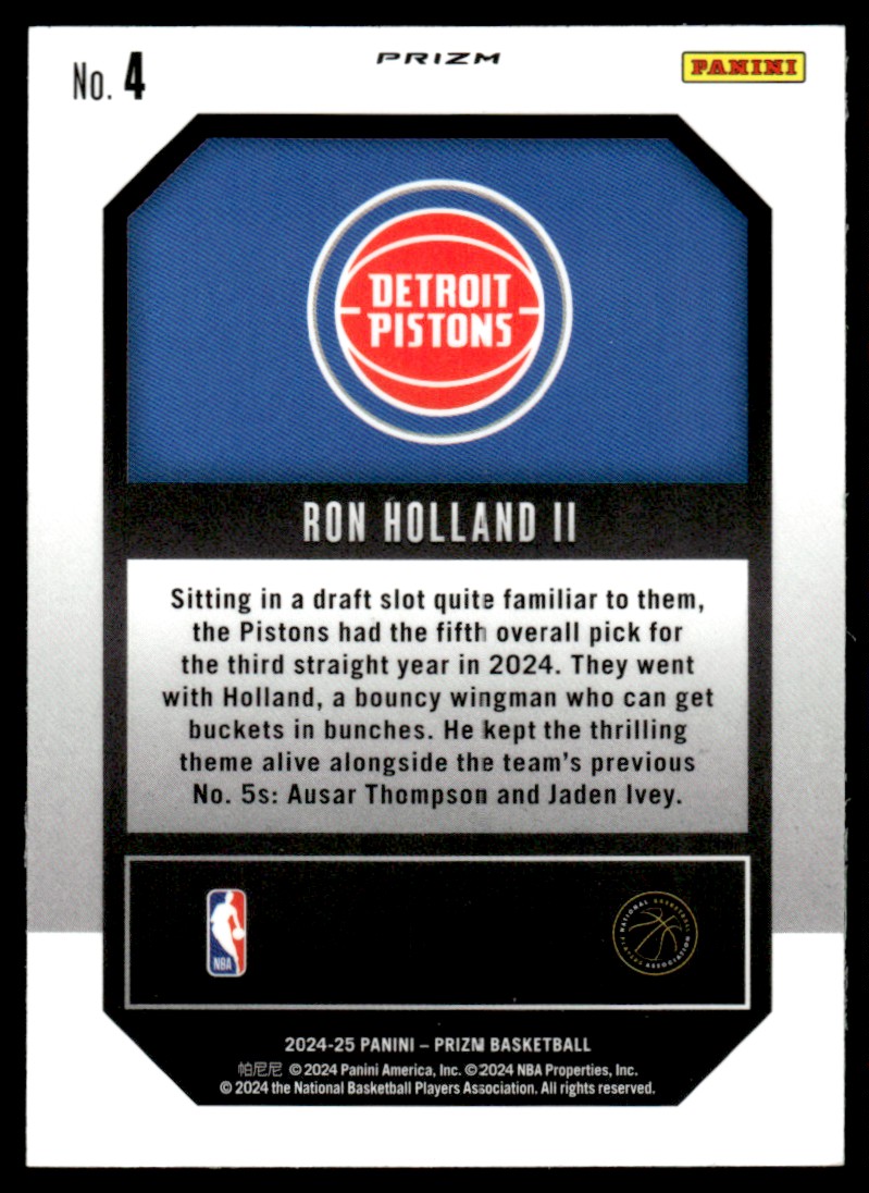 2024-25 Panini Prizm Emergent Prizms Green Ron Holland II Rookie