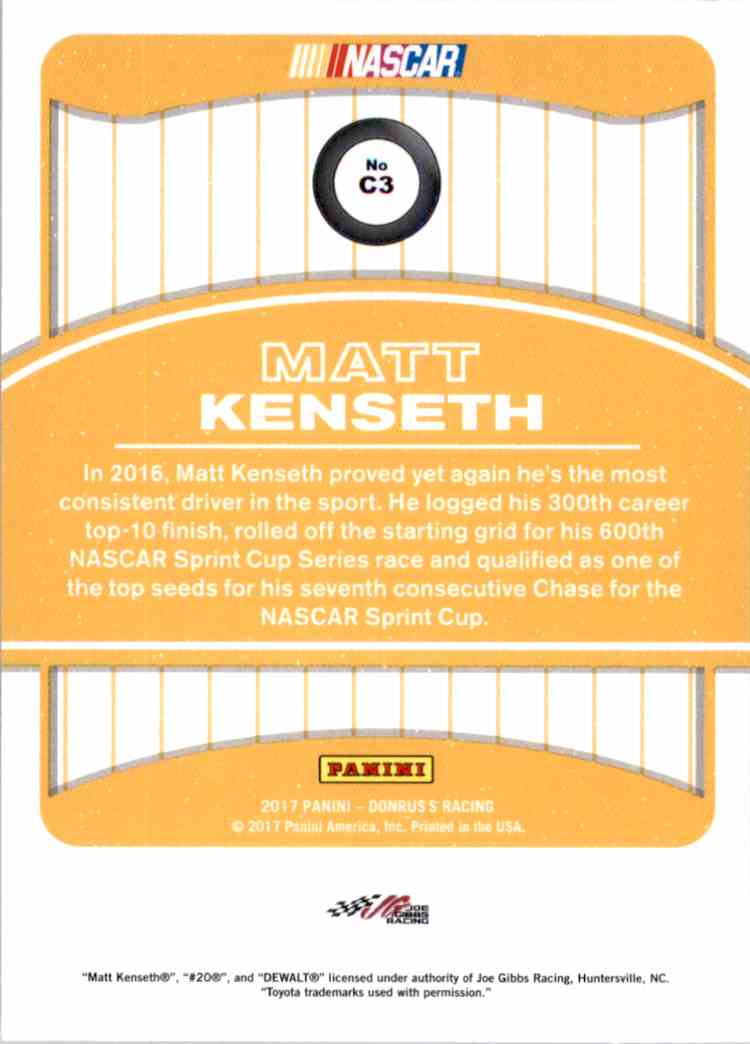 2017 Donruss Classics Matt Kenseth #C3 card back image