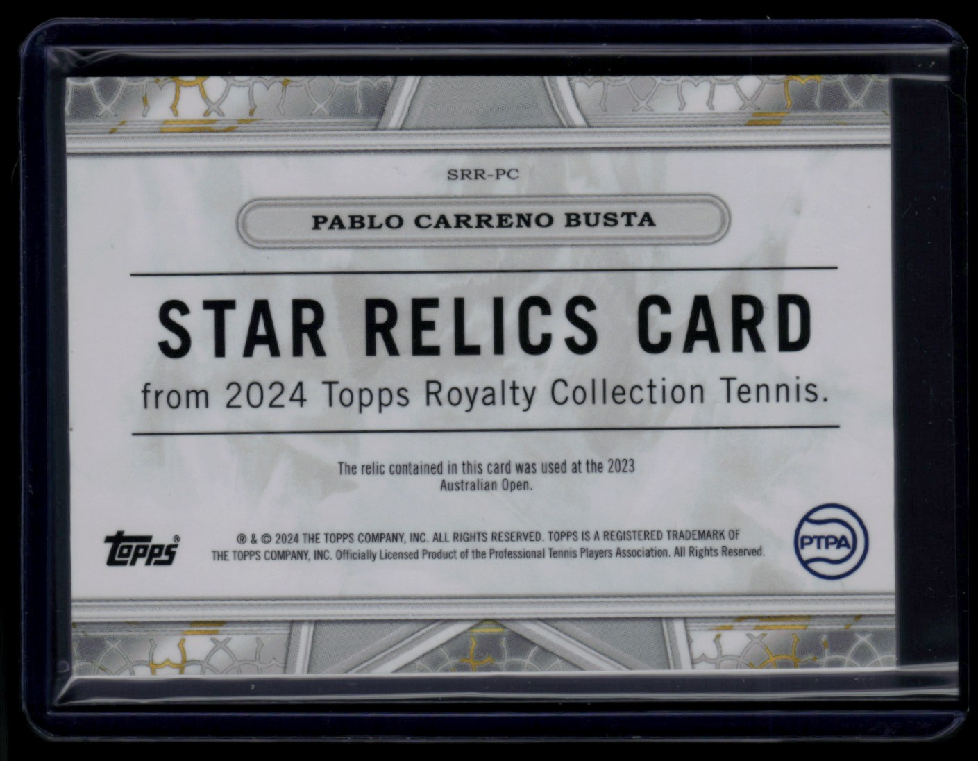 2024 Topps Royalty Tennis Star Relics Blue PABLO CARRENO BUSTA #SRR-PC card back image