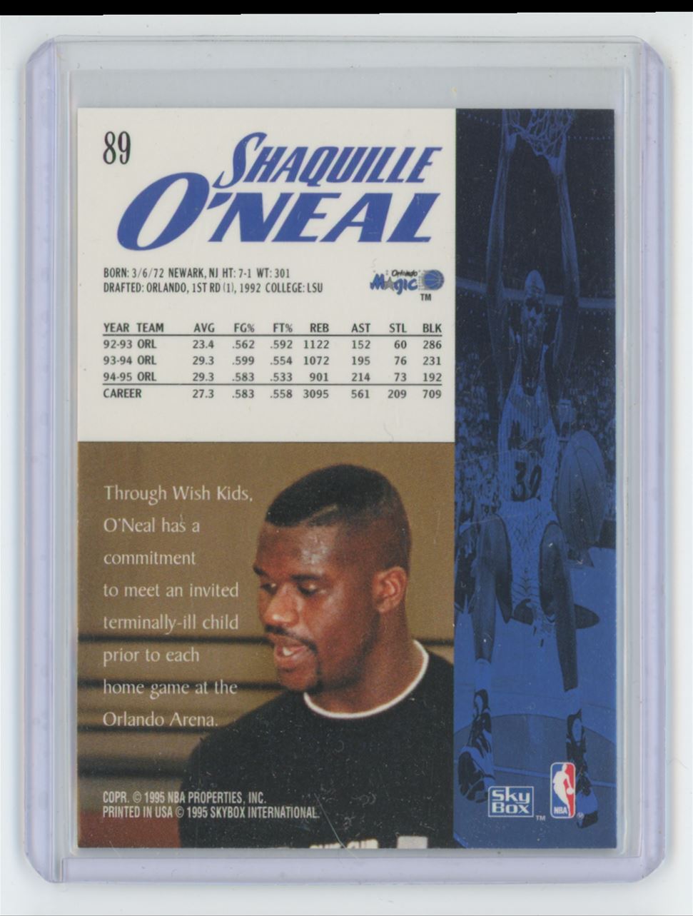 1995-96 SkyBox Shaquille O'Neal Basketball Card #89 | eBay