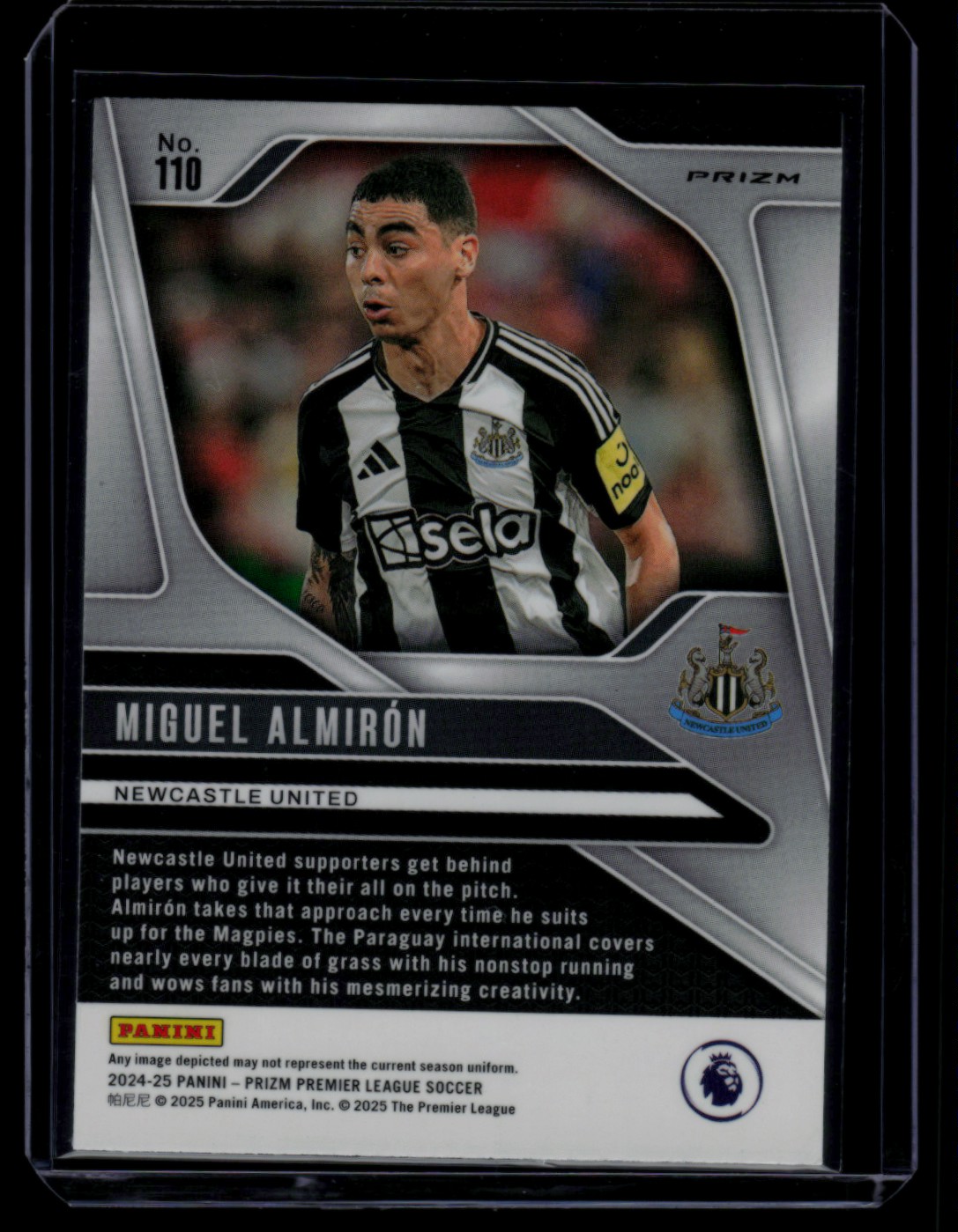 2024 Prizm Premier League Blue Mosaic MIGUEL ALMIRON #110 card back image