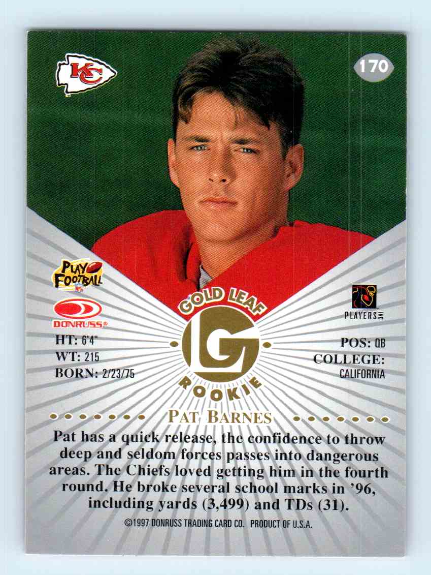 1997 Leaf Gold Leaf Rookie Pat Barnes 170 On Kronozio 1997 Leaf Gold Leaf Rookie Pat Barnes 170 On Kronozio