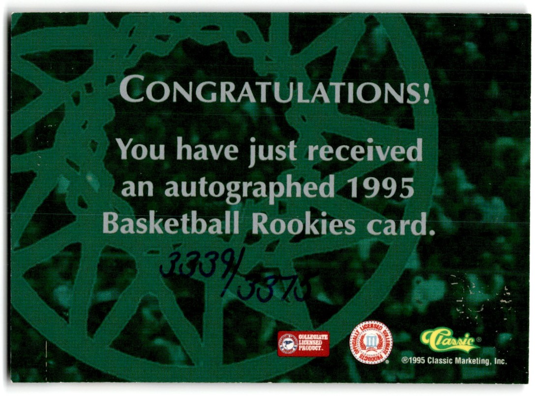 1995-96 Classic John Amaechi card back image