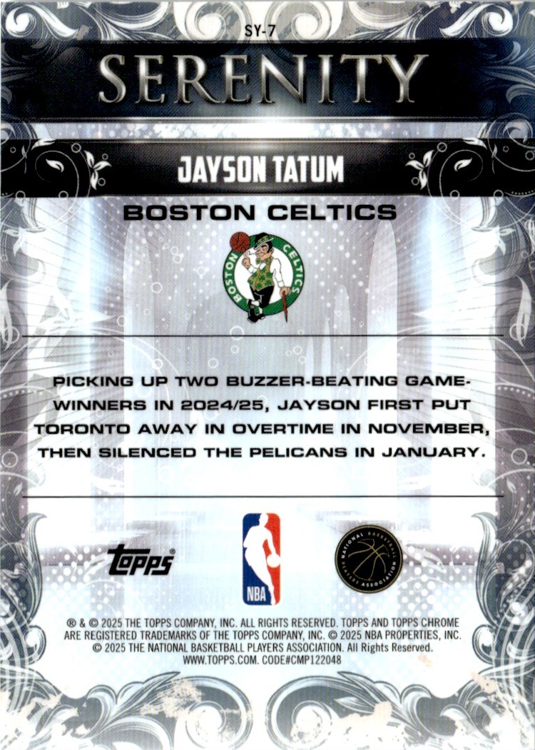 2025-26 Topps Chrome NBA Serenity Jayson Tatum Boston Celtics #SY
