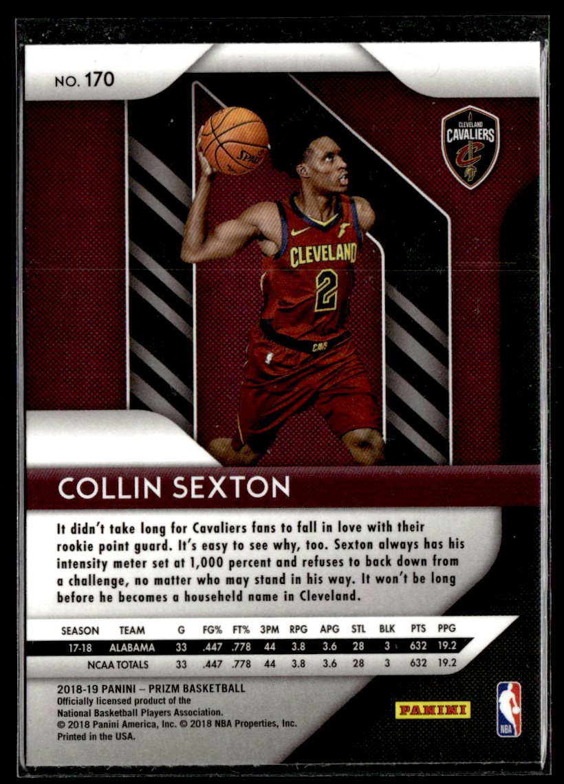 2018-19 Panini Prizm Collin Sexton #170 card back image