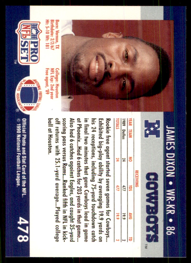 1990 Pro Set James Dixon 478 on Kronozio