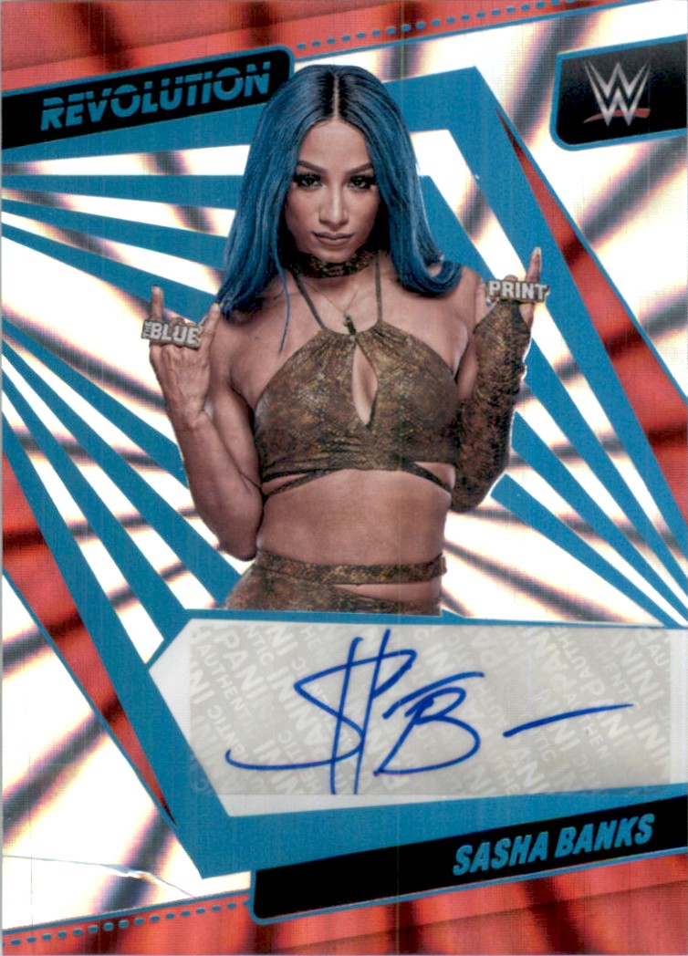 2022 Revolution WWE Autographs Sunburst Sasha Banks #AGSBK card front image