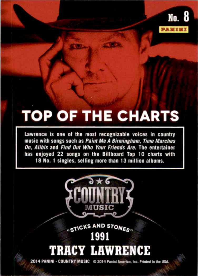 2015 Country Music Top Of The Charts Green Tracy Lawrence #8 card back image