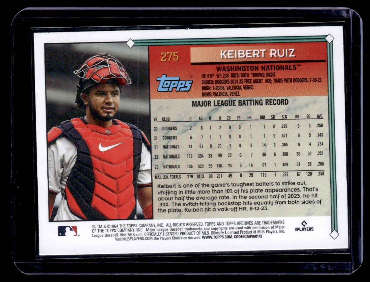 2024 Topps Archives Keibert Ruiz #275 card back image