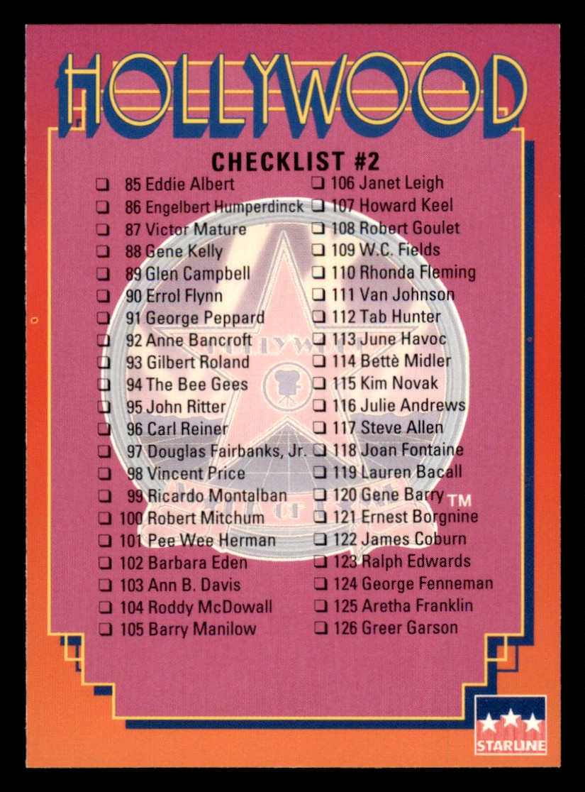 1991 Starline Hollywood Walk of Fame #1-250 - YOU PICK - Complete Your Set - Picture 250 of 251