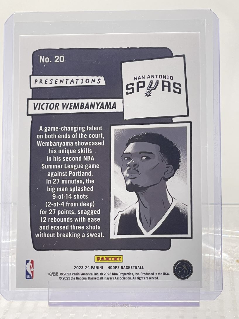 2023-24 NBA HOOPS ROOKIE PRESENTATIONS SPURS VICTOR WEMBANYAMA card back image
