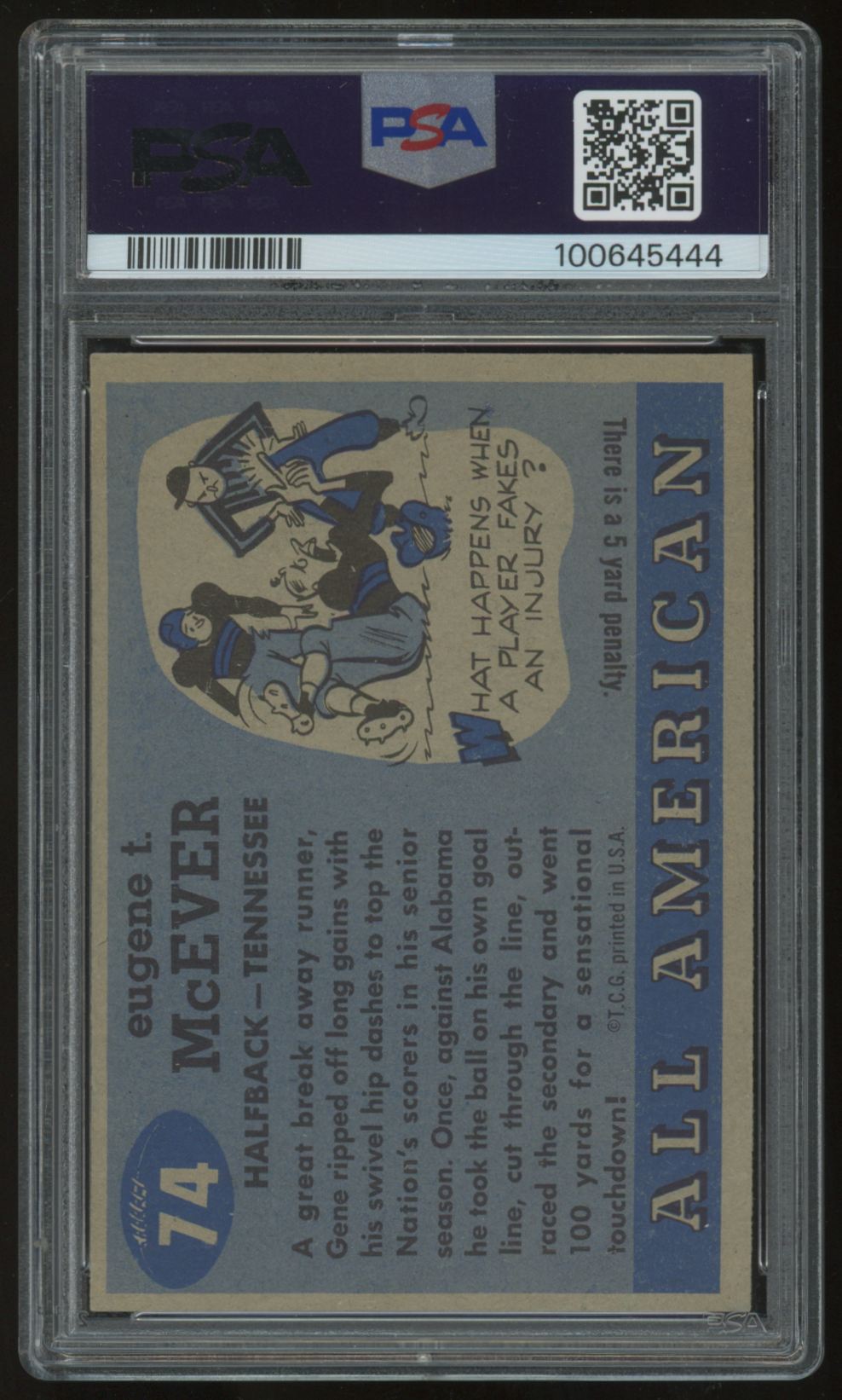 1955 Topps All-American Gene McEver #74 card back image