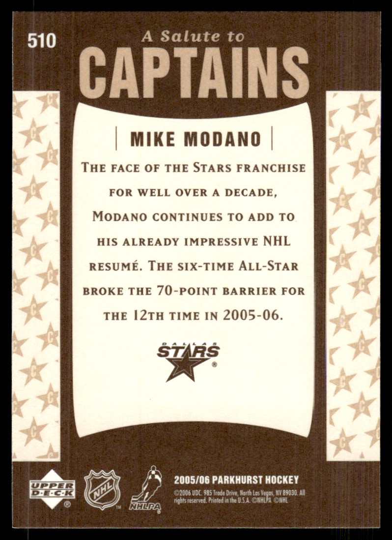 2005-06 Parkhurst ! Mike Modano #510 card back image