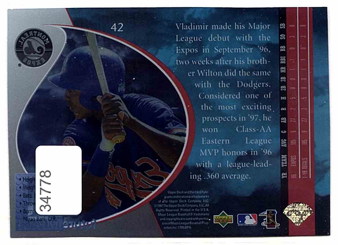 1997 Ud3 Vladimir Guerrero #42 card back image