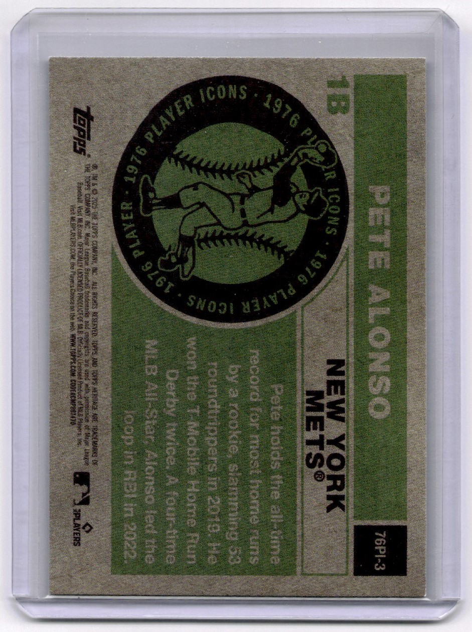2025 Topps Heritage Player Icons Pete Alonso #76PI-3 card back image