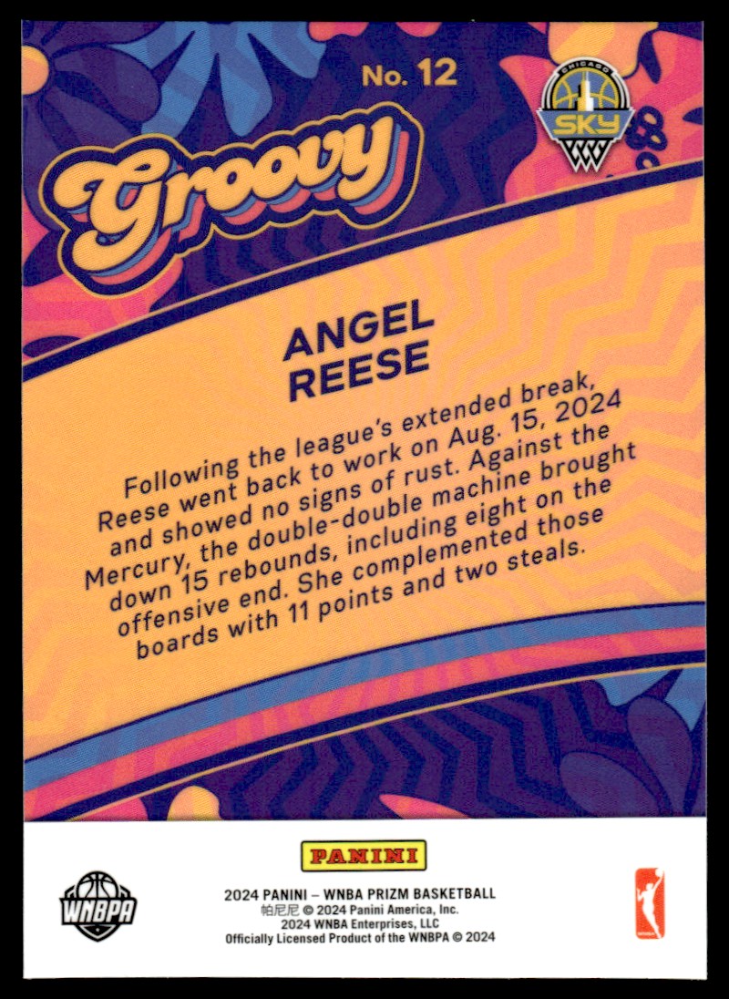 2024-25 Panini Prizm WNBA Groovy Angel Reese #12 card back image