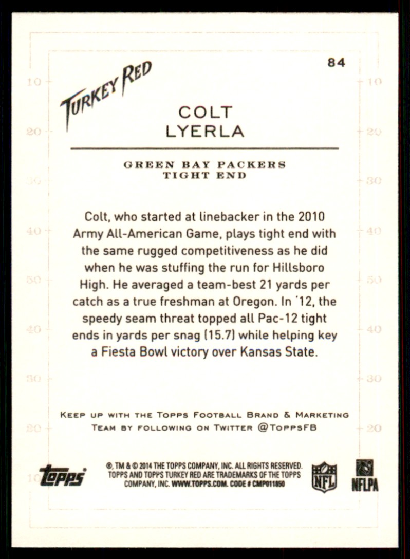 2014 Topps Turkey Red Colt Lyerla Rookie Green Bay Packers #84 NFL