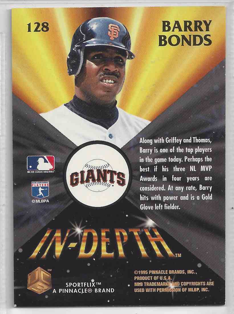1995 Pinnacle Sportflix Barry Bonds #128 card back image