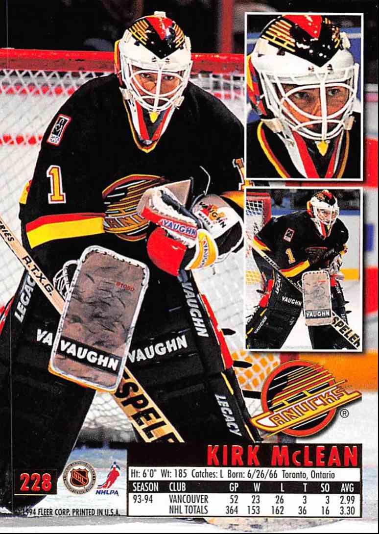 1994-95 Ultra Kirk McLean #228 card back image