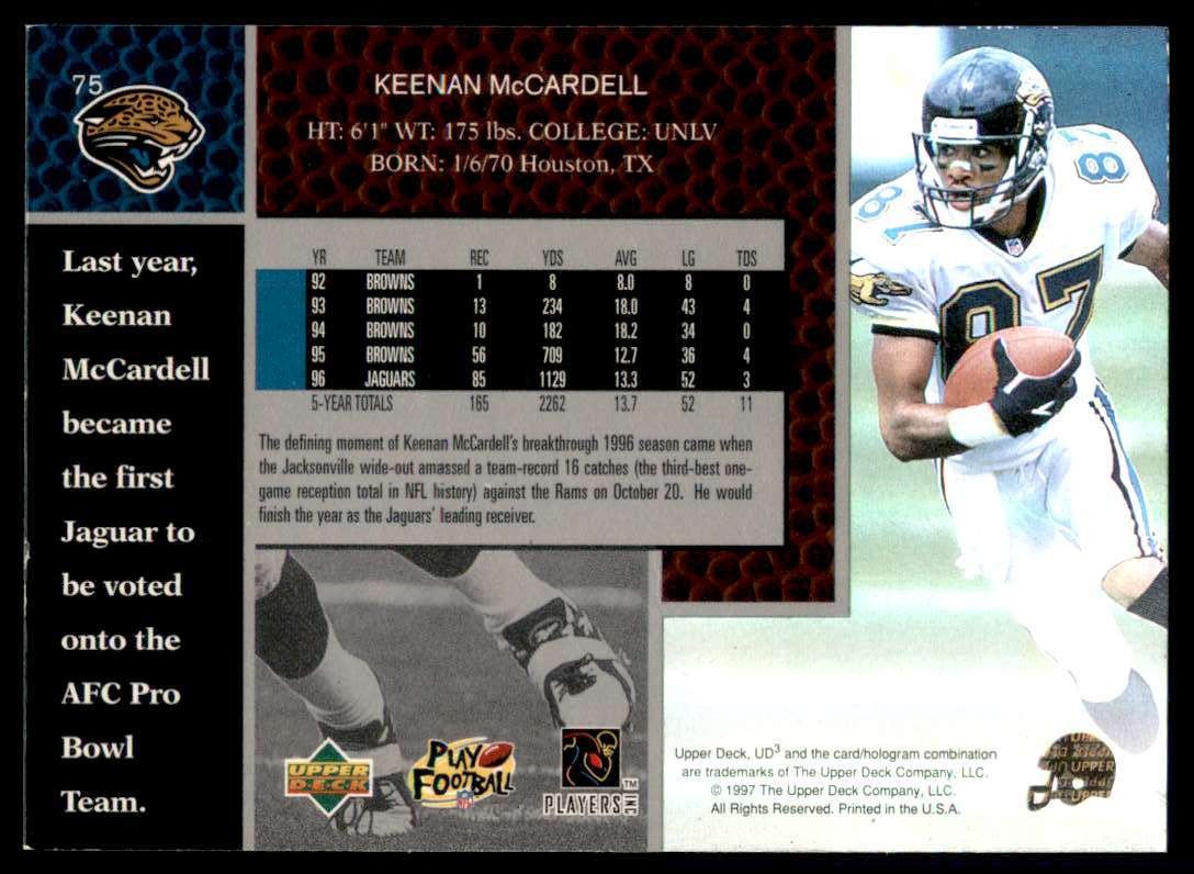 1997 Ud3 Keenan McCardell Ph #75 card back image