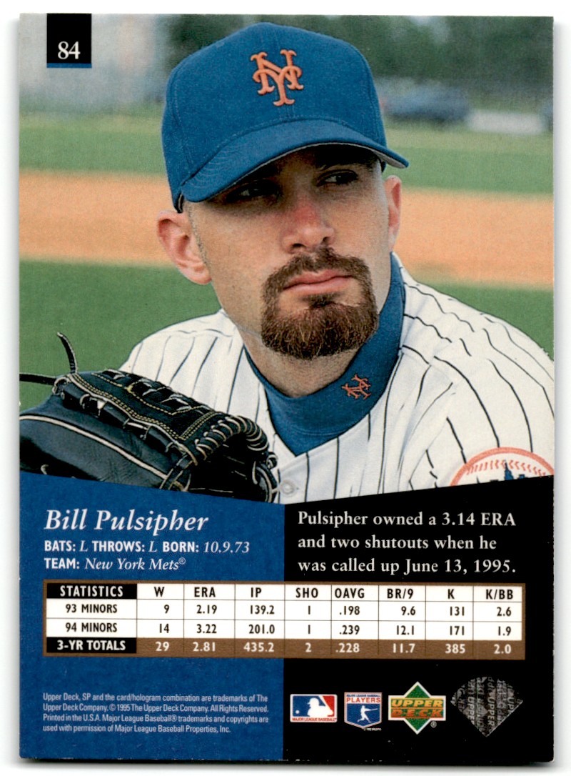 1995 Upper Deck SP Bill Pulsipher New York Mets #84 | eBay