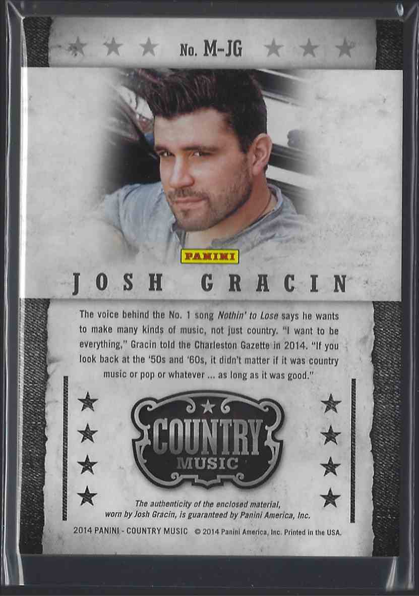 2015 Country Music Musician Materials Green Josh Gracin #M-JG card back image