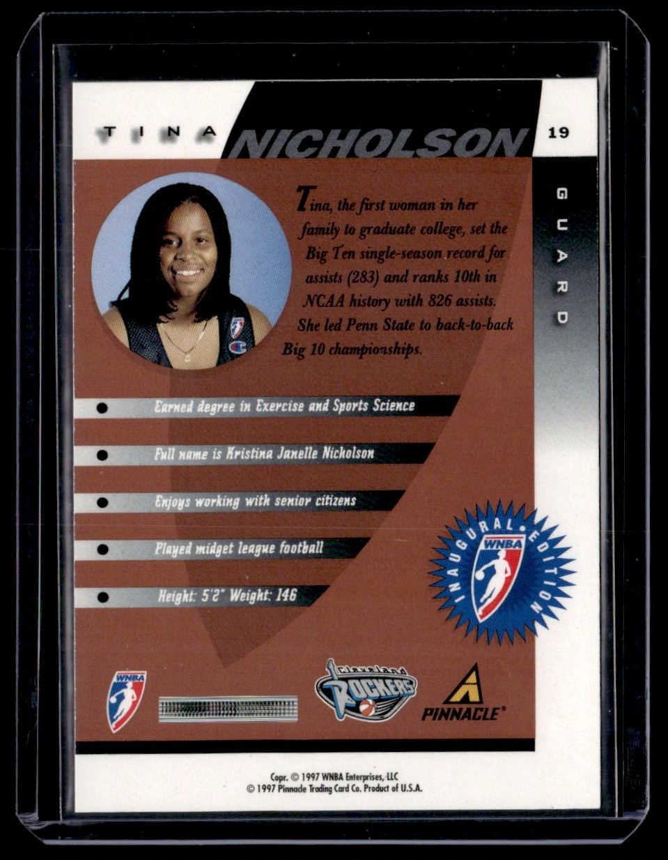 1997-98 Pinnacle Inside WNBA Court Collection Tina Nicholson #19