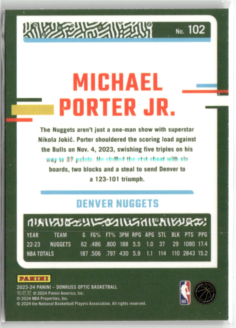 2023-24 Donruss Optic Michael Porter Jr. #102 on Kronozio