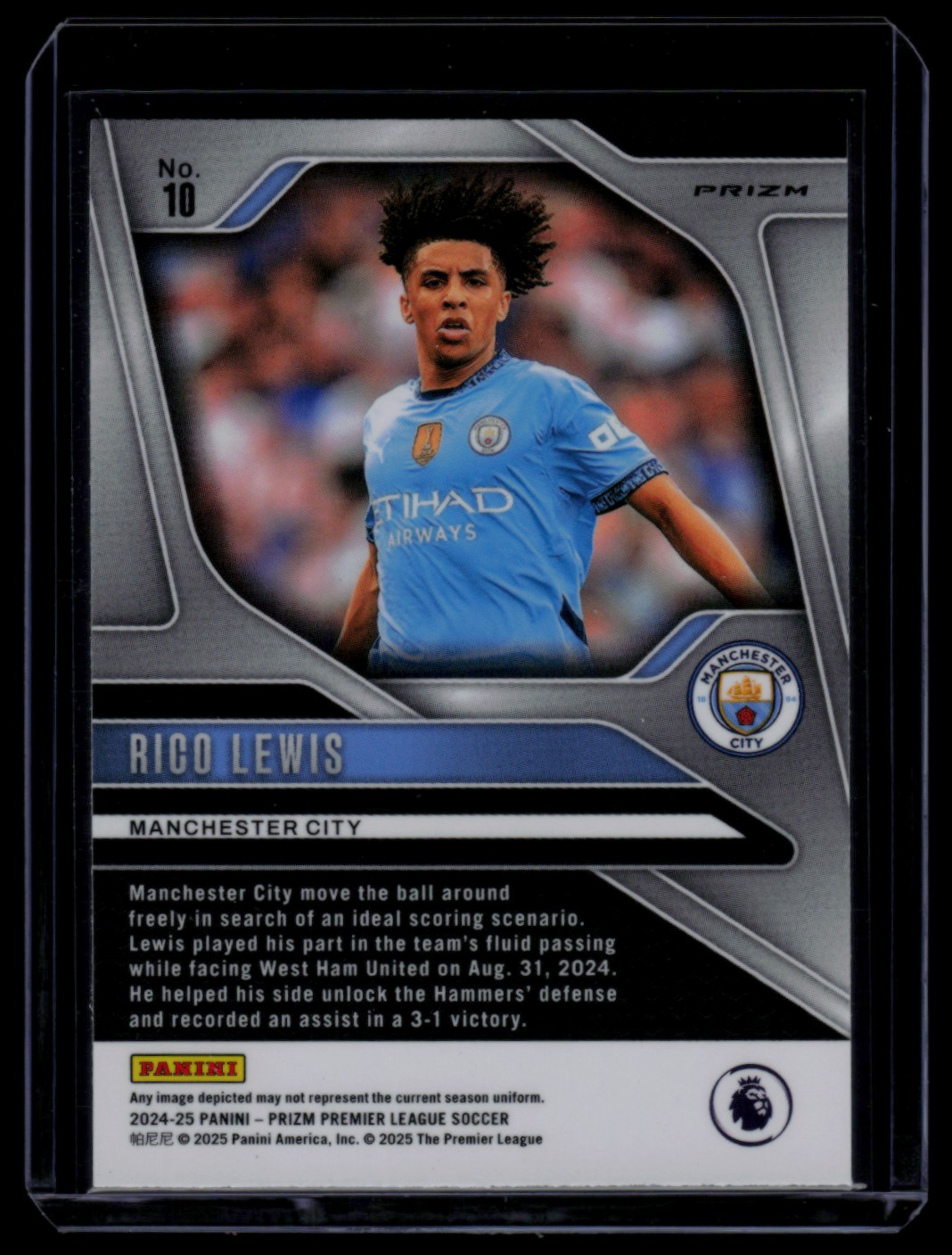 2024 Prizm Premier League Blue Mosaic RICO LEWIS #10 card back image