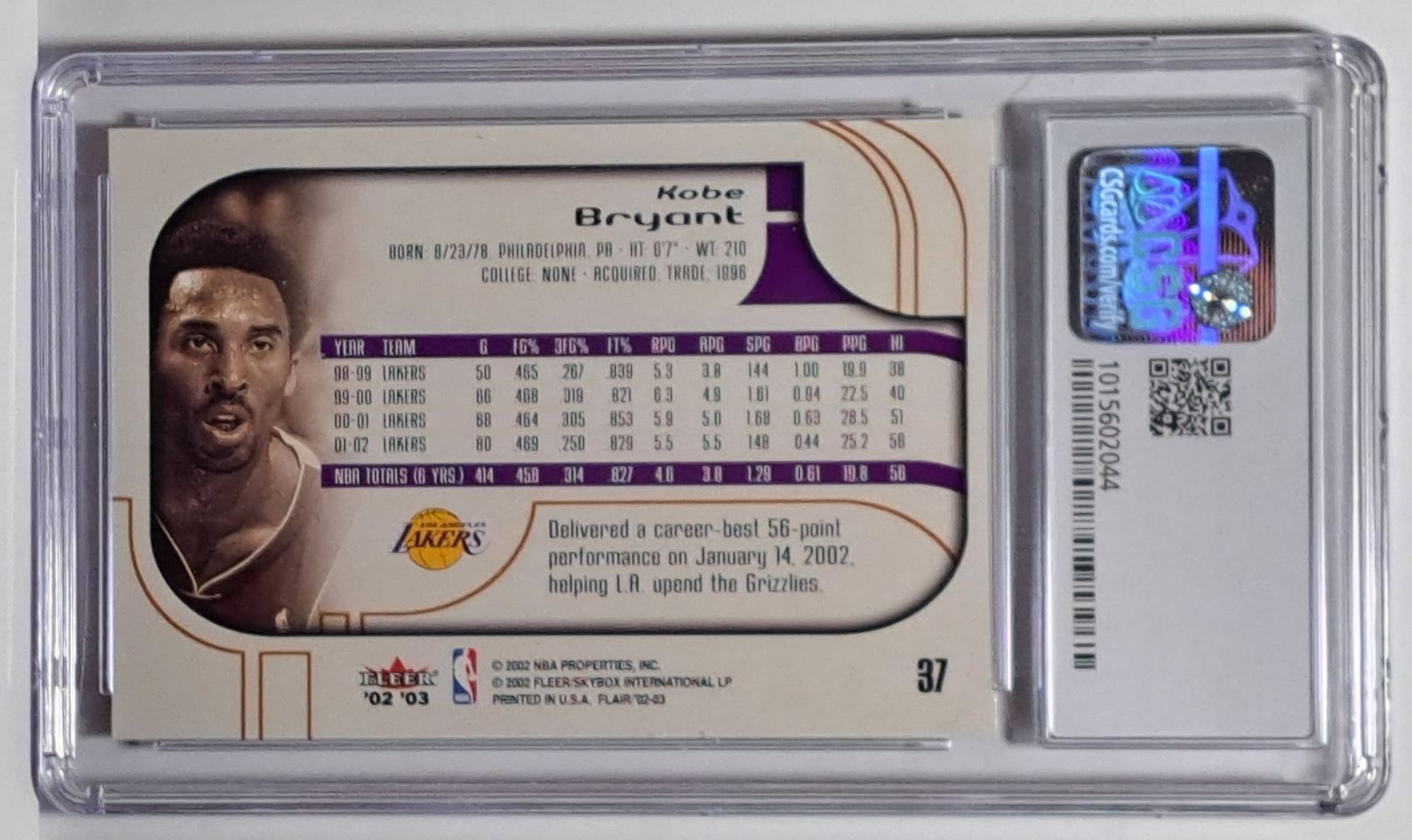 2002-03 Flair Kobe Bryant #37 card back image