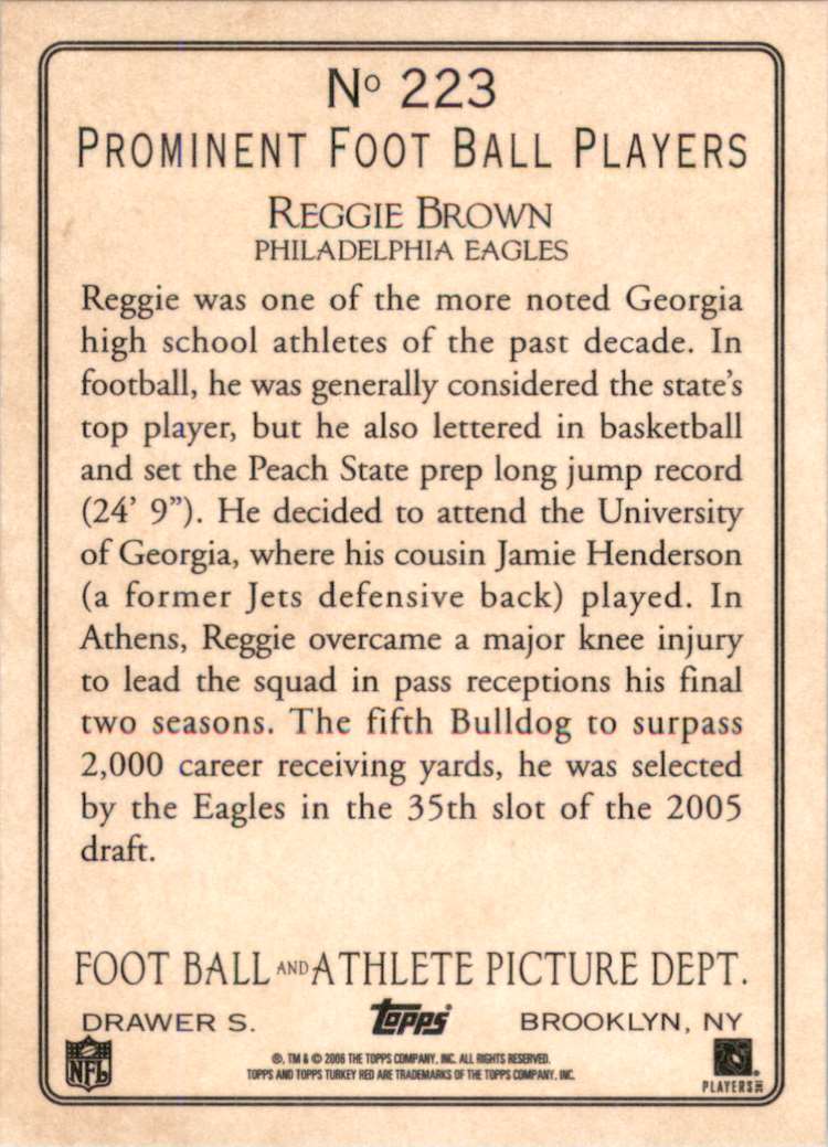 2005 Topps Turkey Red Reggie Brown #223 card back image