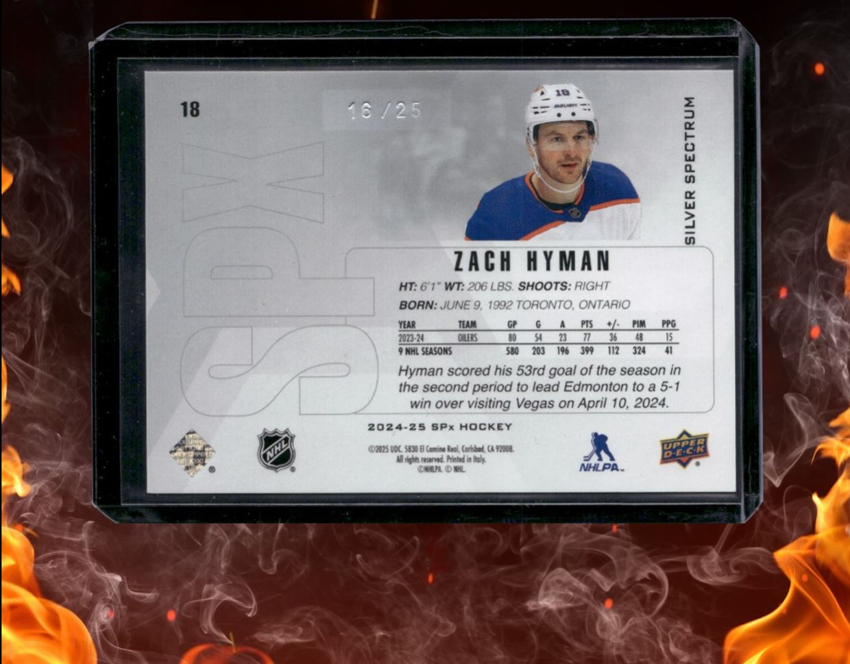 2024-25 Upper Deck SPx Zach Hyman Silver Spectrum 16/25 #18 - Bild 2 von 3