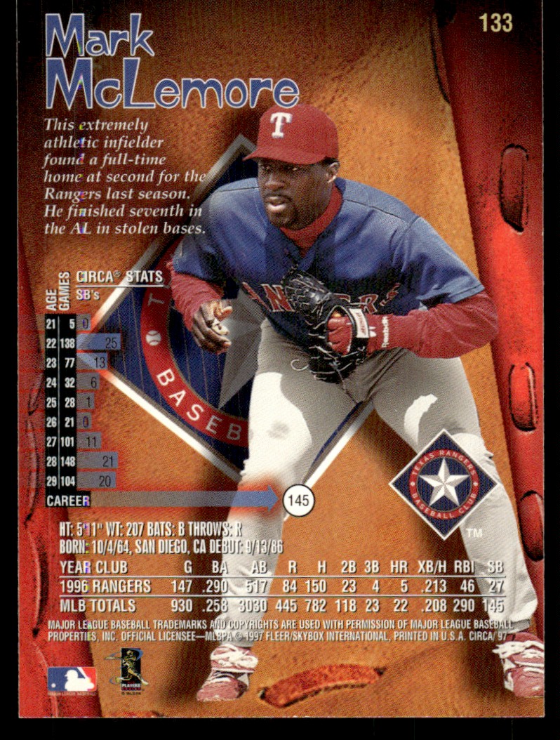1997 Circa Mark McLemore #133 card back image