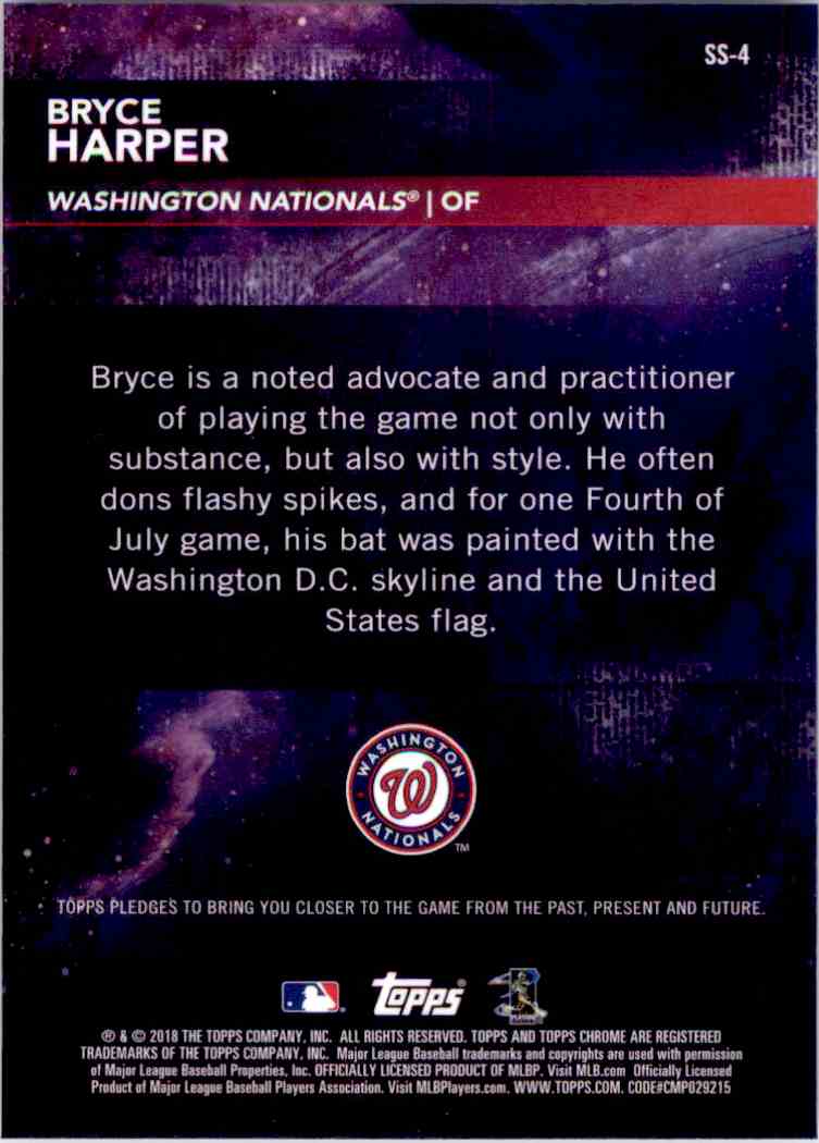 2018 Topps Chrome Superstar Sensations Bryce Harper. #SS-4 card back image