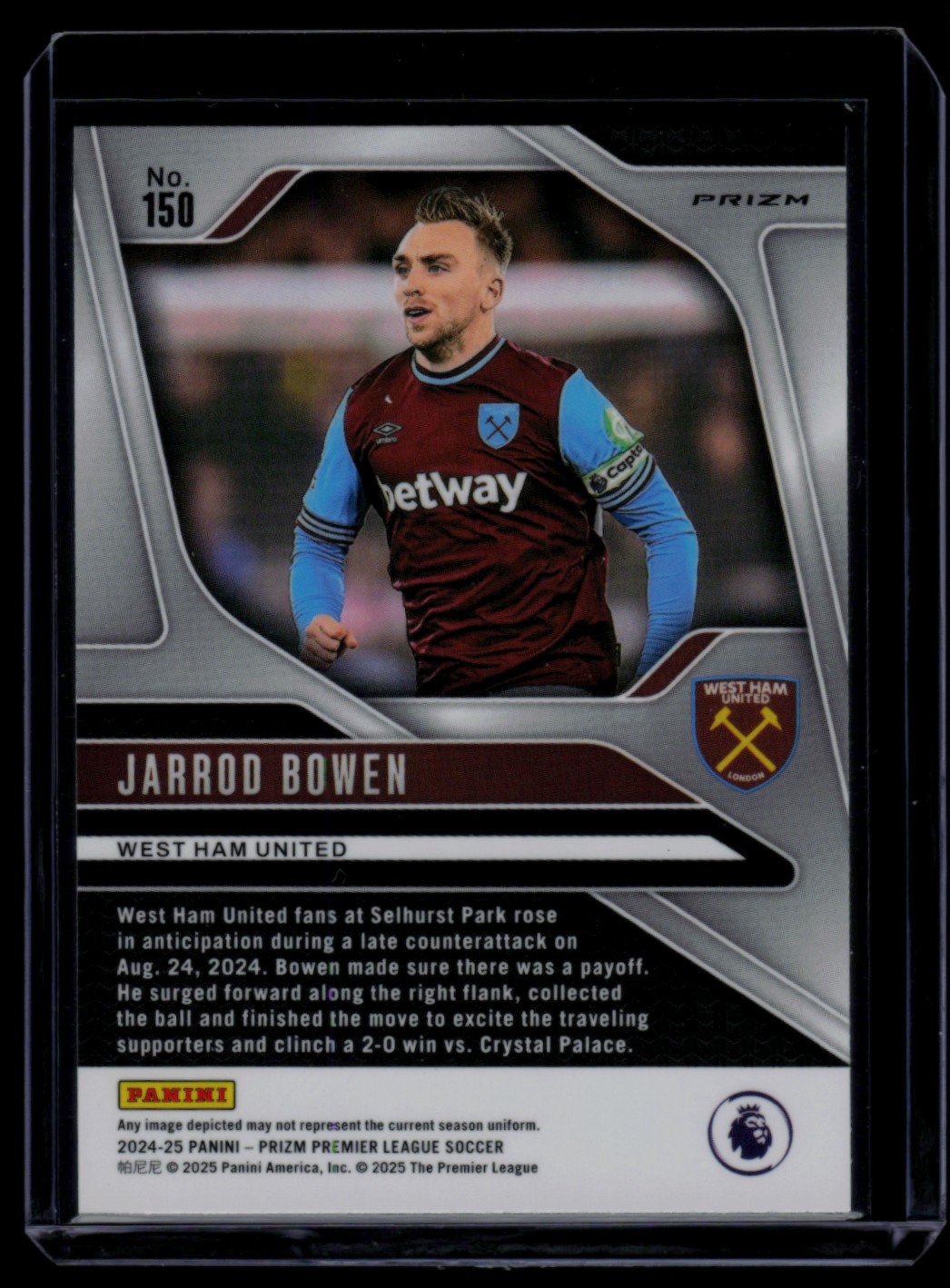 2024 Prizm Premier League Blue Mosaic JARROD BOWEN #150 card back image