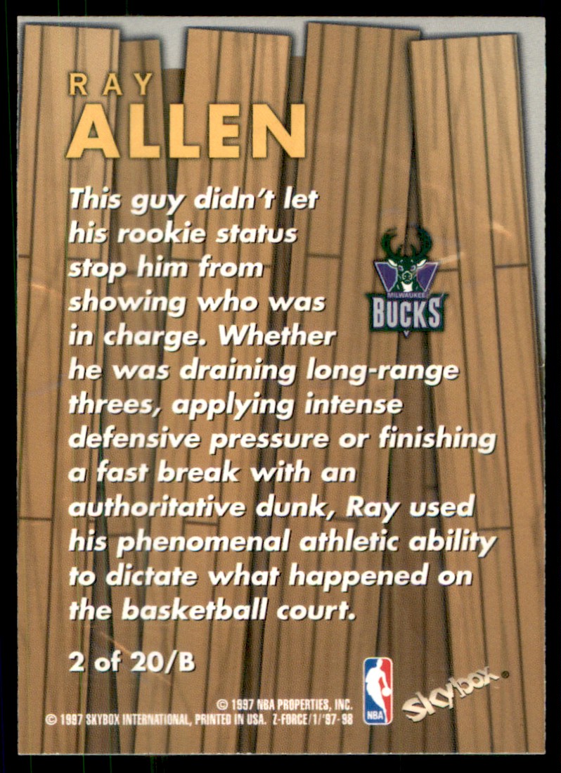 1997-98 SkyBox Z-Force Boss Ray Allen #2/B card back image