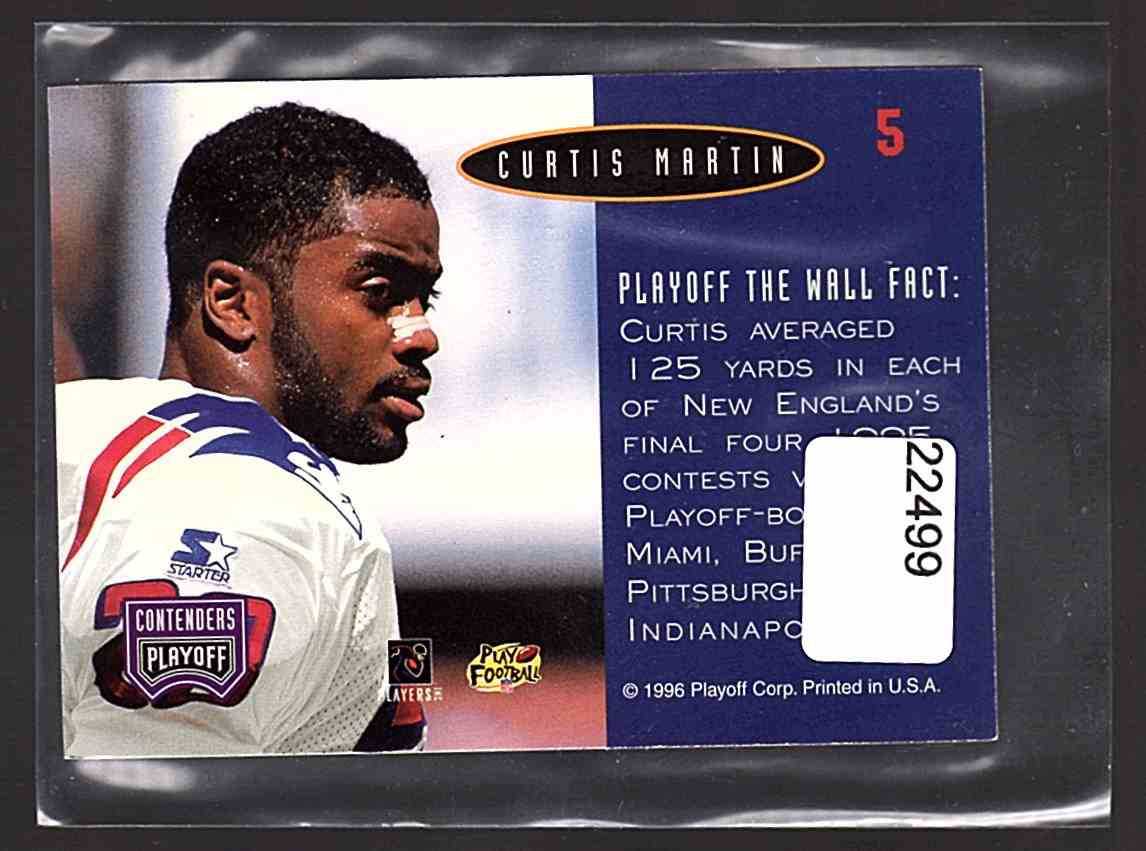 1996 Playoff Contenders Open Field Foil Curtis Martin P #5 card back image