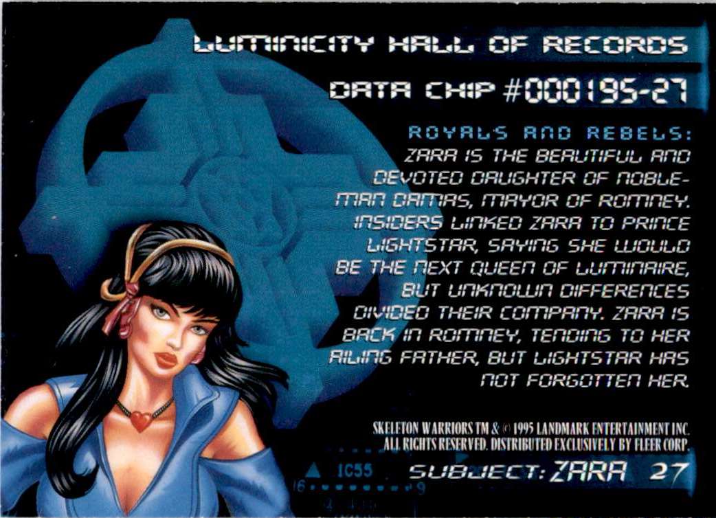 1995 Skeleton Warriors Ultra Zara #27 card back image
