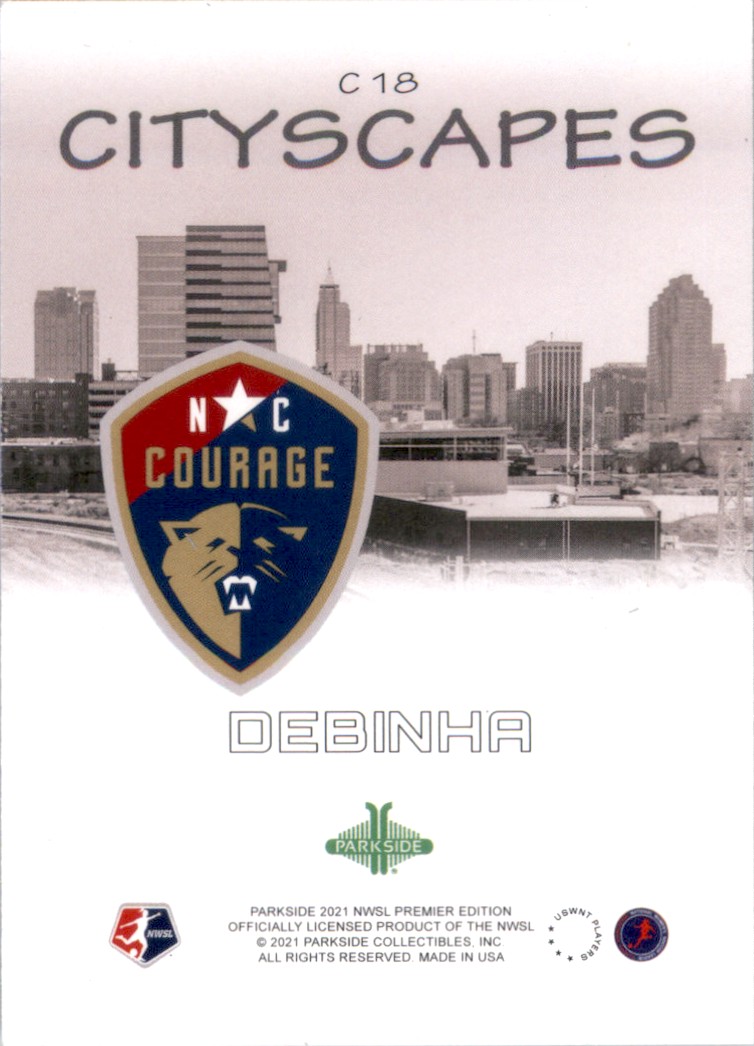 2021 Parkside NWSL Premier Edition Cityscapes Debinha #C18 card back image