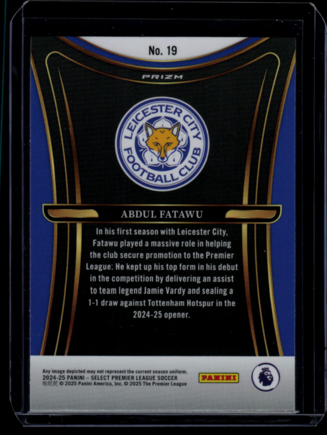 2024 Select Premier League Unstoppable Prizm ABDUL FATAWU #19 card back image