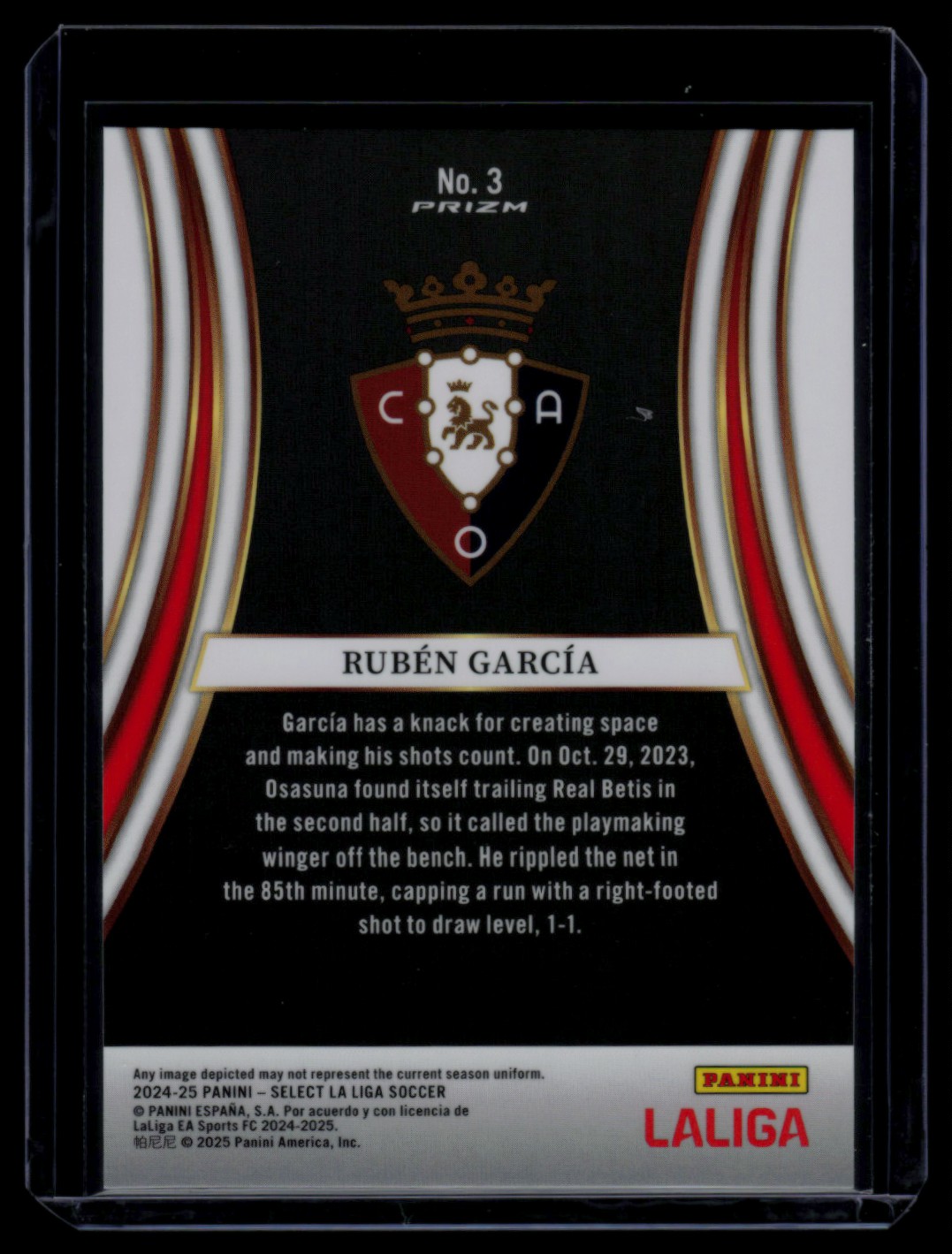 2024 Select La Liga Equalizers Prizm RUBEN GARCIA #3 card back image
